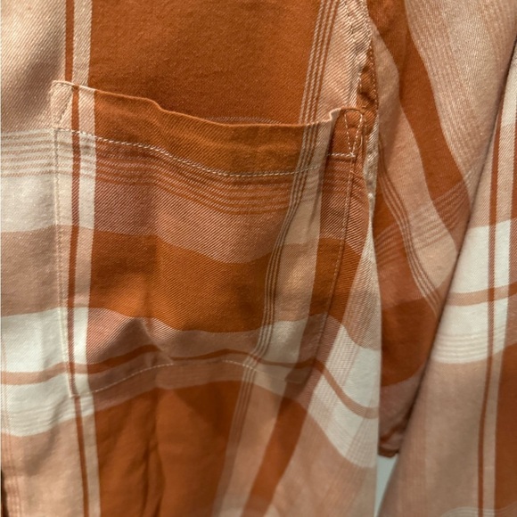 SO Orange Pumpkin Color Plaid Flannel Size L Longsleeve Button Up Shirt - Picture 6 of 14